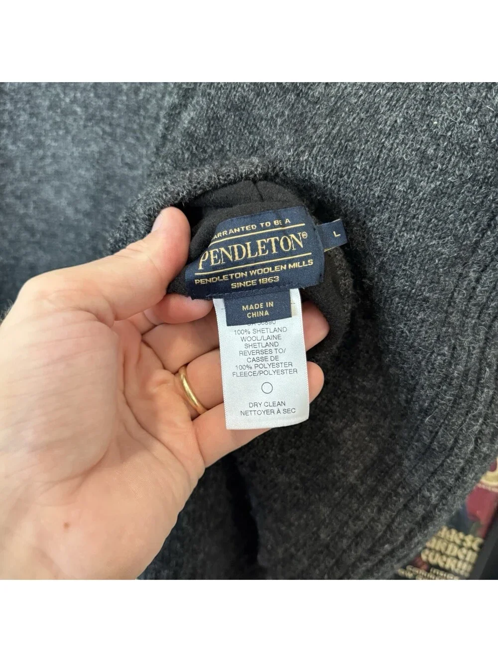 Vintage 90s/00s Dark Grey Reversible Pendleton Wool Designer Full Zip Vest Large